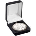 Black Velvet Box And 50mm Medal Football Trophy Silver