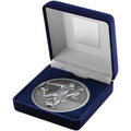 Blue Velvet Box And 70mm Medallion Football Trophy Antique Silver
