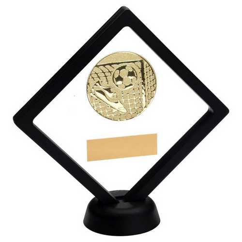 Black & clear Plastic Box With Football Insert Trophy Gold