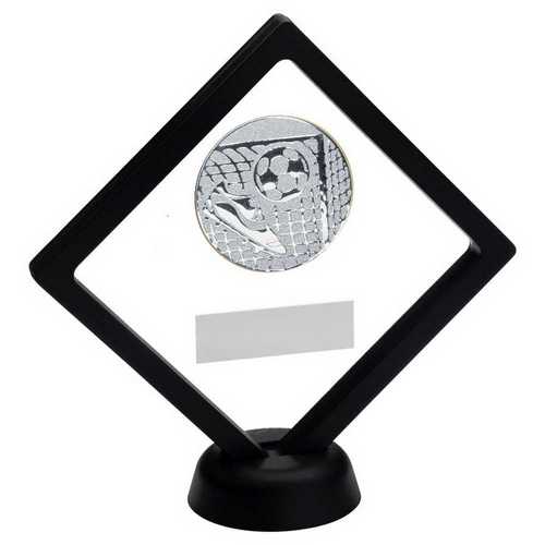 Black~clear Plastic Box With Football Insert Trophy Silver
