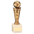 Bronze~gold Plastic Football Figure On Cream Marble Trophy