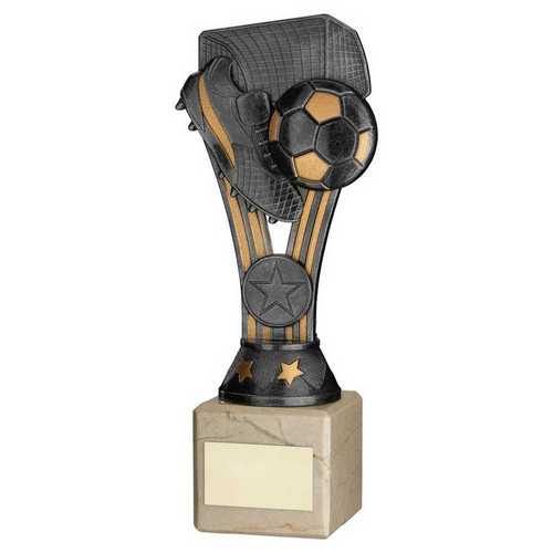 Pewter~gold Plastic Wembley Figure On Cream Marble Trophy