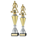 Gold Plastic Male Football Figure On Gold~silver Trophy (1in Cen)
