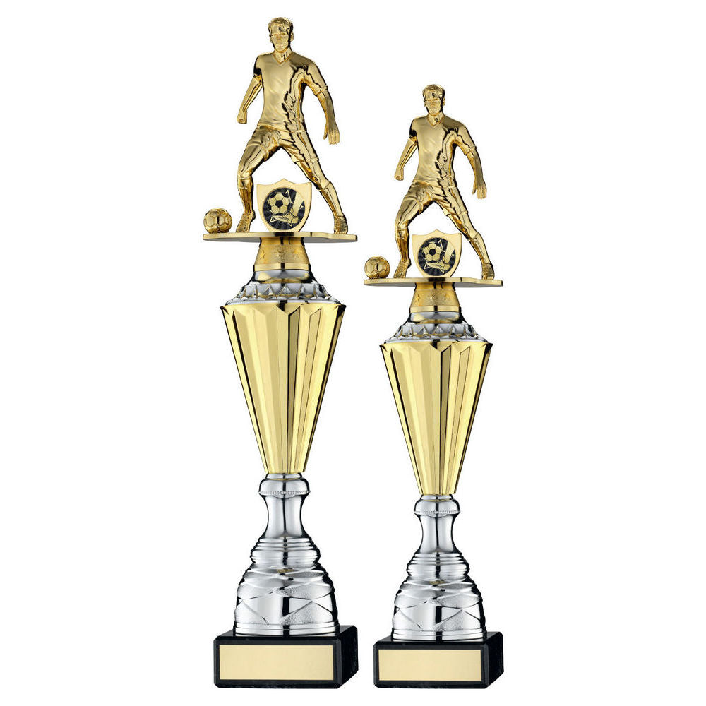 Gold Plastic Male Football Figure On Gold~silver Trophy (1in Cen)