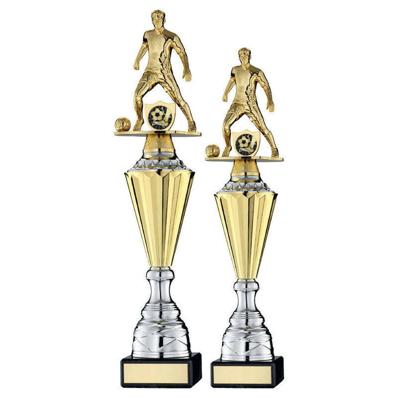 Gold Plastic Male Football Figure On Gold & silver Trophy (1in Centre)