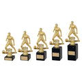 Gold~blk Plastic Male Football Figure On Blk Marble Trophy (1in Cen)