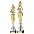 Gold Plastic Female Football Figure On Gold~silver Trophy (1in Cen)