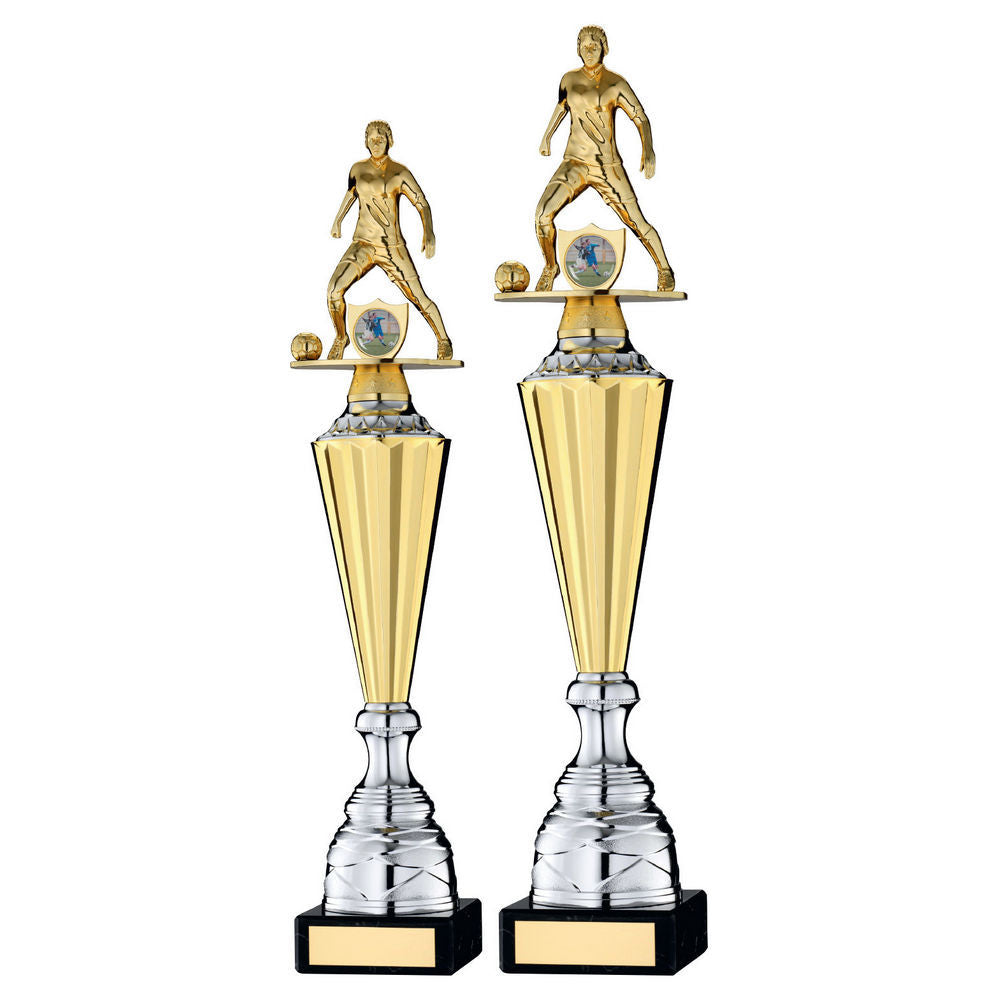 Gold Plastic Female Football Figure On Gold~silver Trophy (1in Cen)