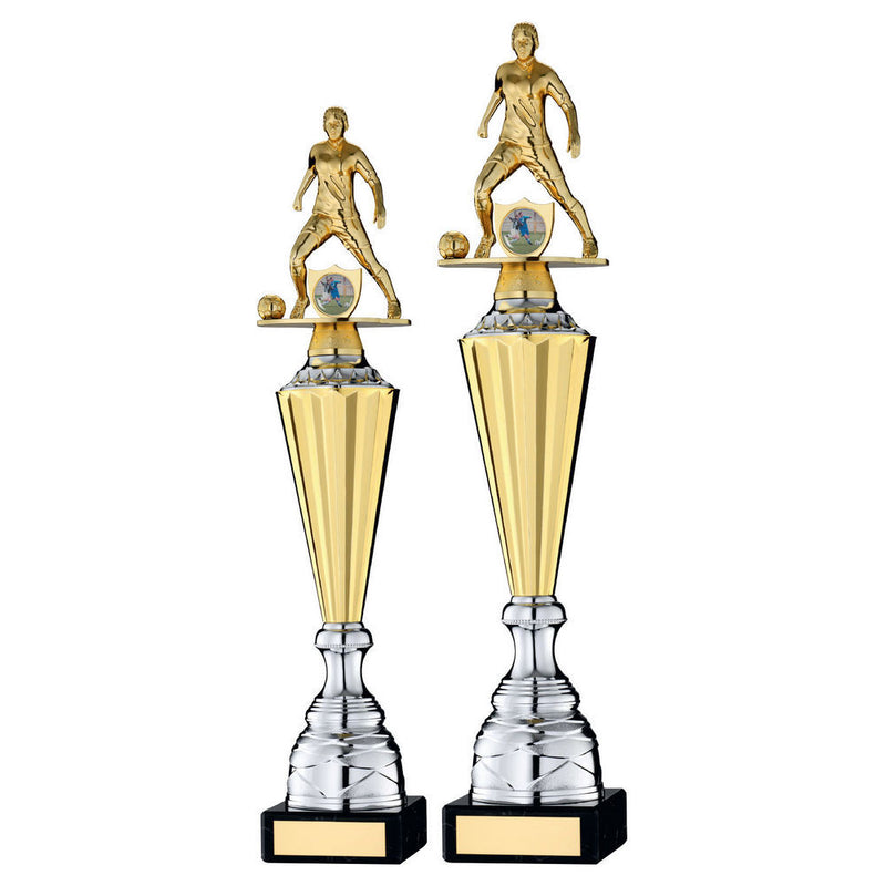 Gold Plastic Female Football Figure On Gold & silver Trophy (1in Centre)