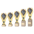 Gold Plastic Holder + Goalkeeper Disc On Cream Marble Trophy (1in Cen)