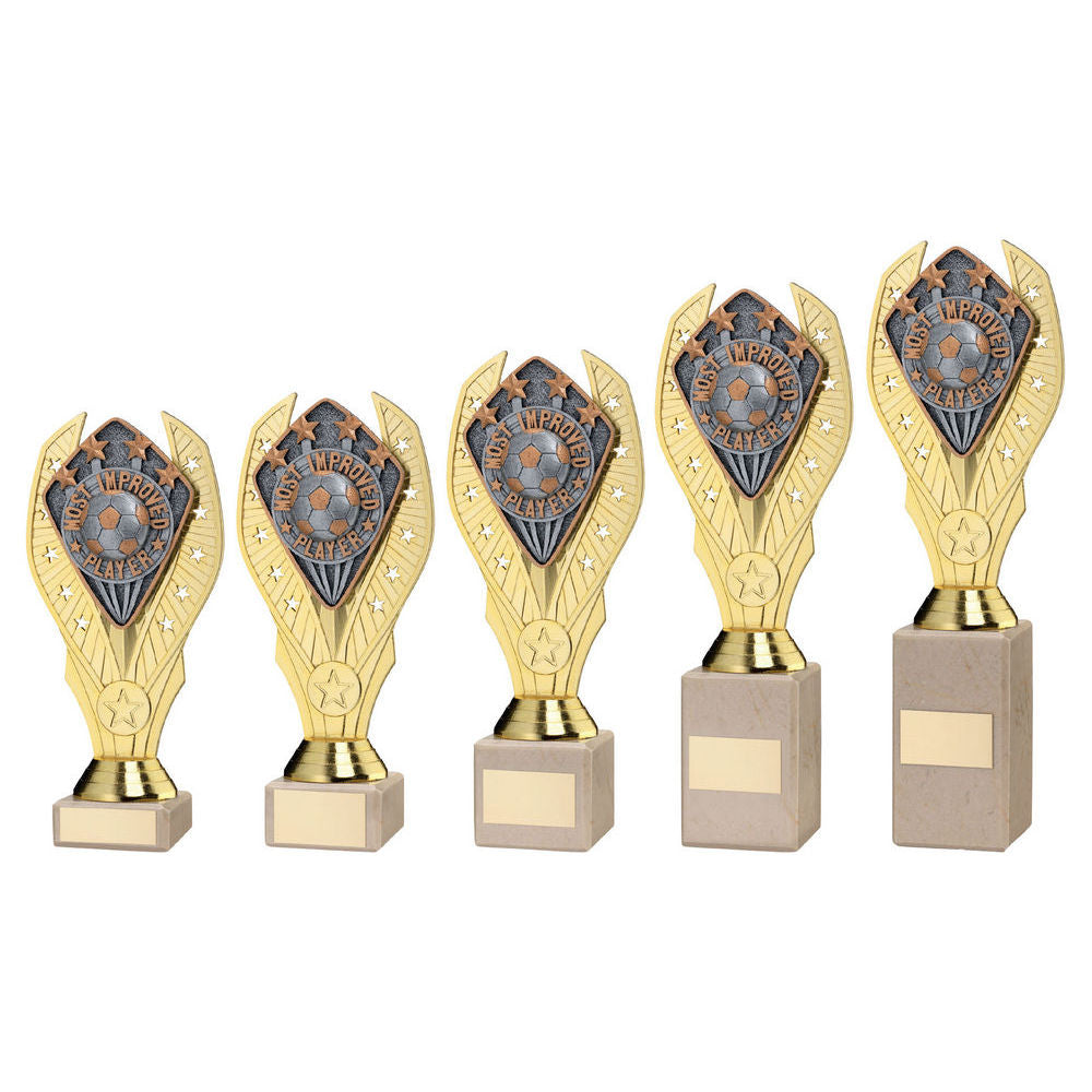Gold Holder + Most Improved Player Disc & Cream Marble Trophy (1in Cen)