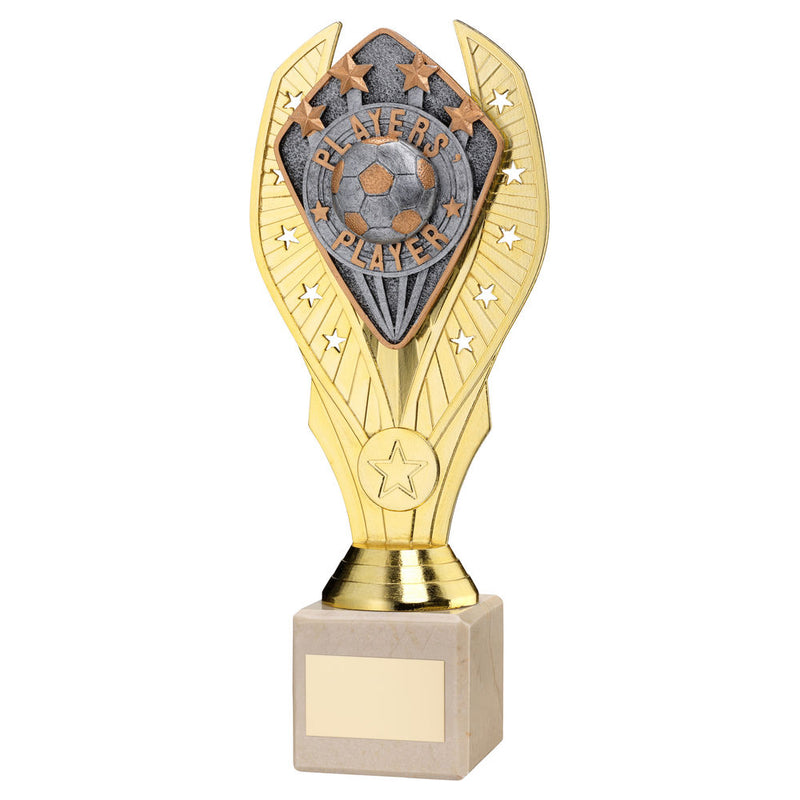 Gold Holder with Players' Player Disc & Cream Marble Trophy (1in Centre)