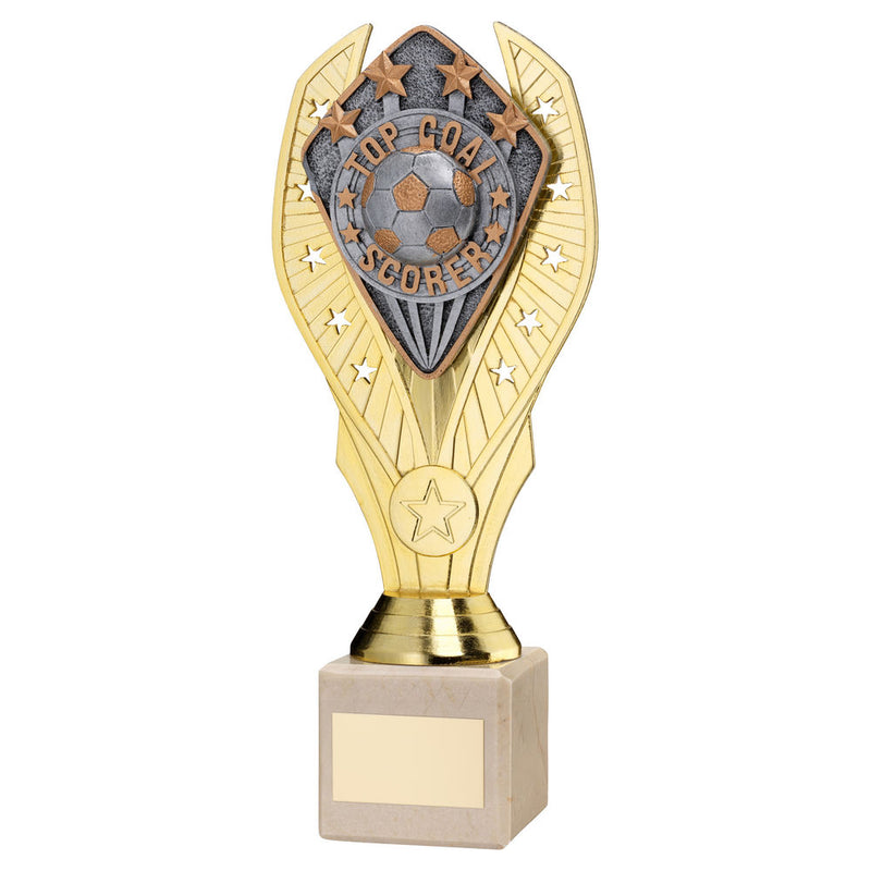 Gold Holder with Top Goal Scorer Disc & Cream Marble Trophy (1in Centre)