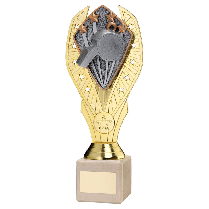 Gold Plastic Holder with Referee Disc On Cream Marble Trophy (1in Centre)