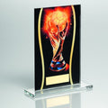 Clear Glass Rectangle With Printed Football With Plate (5mm Thick)