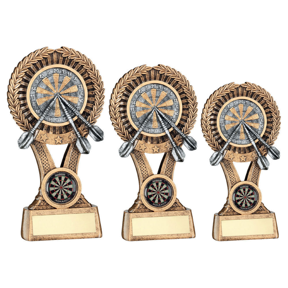 Round Wreath Darts Trophy on V Riser