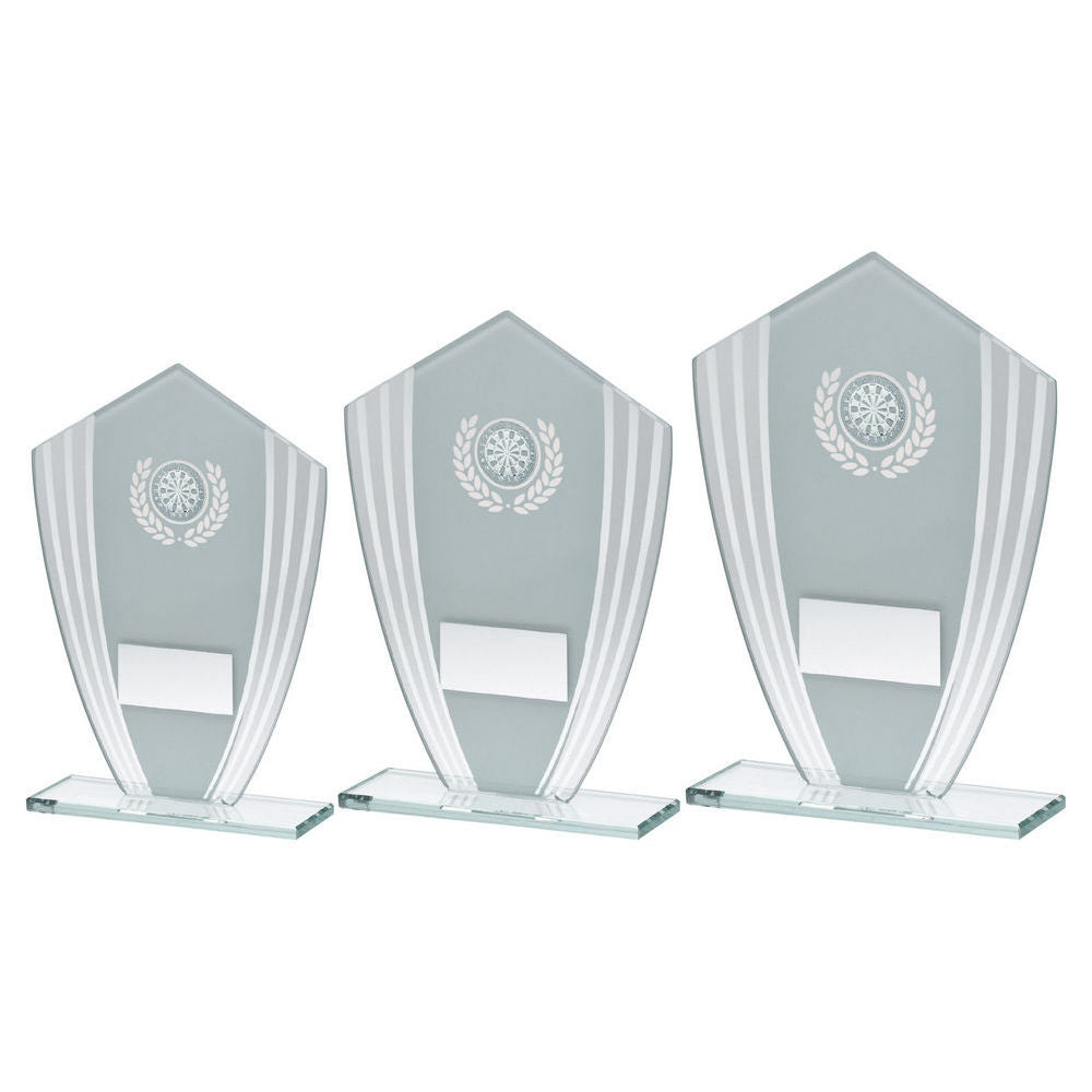 White & Silver Glass Shield Darts Plaque