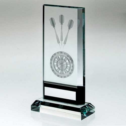 Clear & Black Laser Darts Glass Award