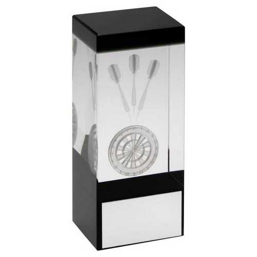 Clear & Black Laser Darts Glass Block