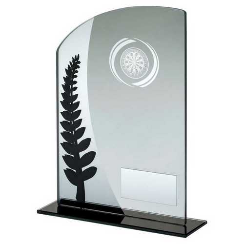 Jade Glass Darts Plaque — Black & Silver