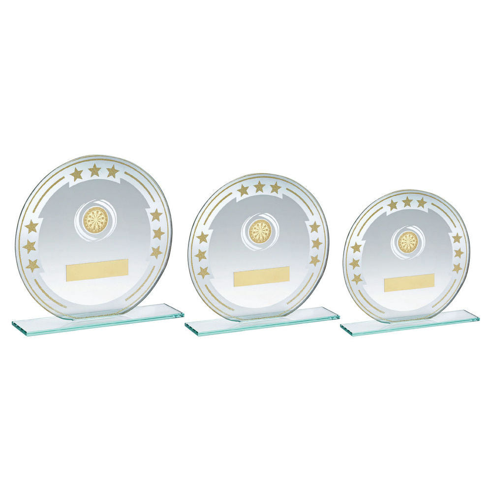 Round Glass Darts Award — Jade, Silver & Gold