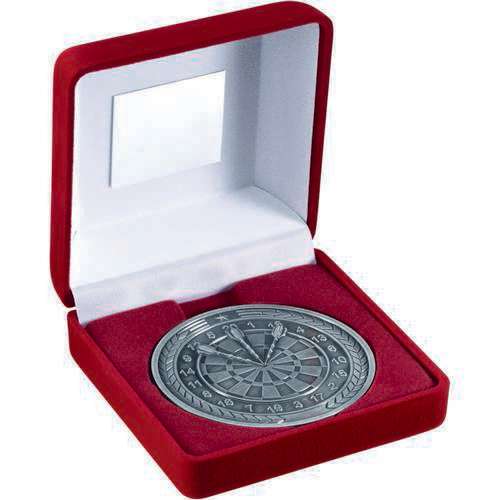 Antique Silver Darts Medallion in Red Velvet Box