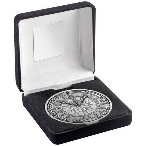 Antique Silver Darts Medallion in Black Velvet Box