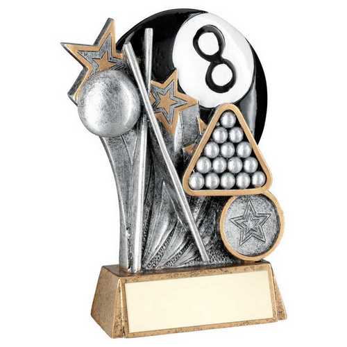 Pew~gold~blk~white Pool Ball On Brz Base With Plate (1in Cen)