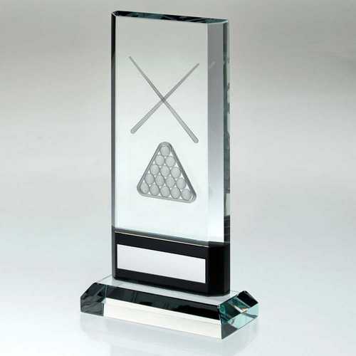 Clear~black Glass With Lasered Pool~snooker Image And Plate (15mm Thick)