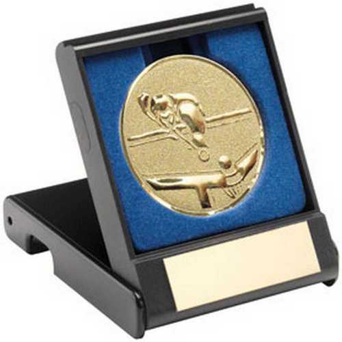 Black Plastic Box With Pool & snooker Insert Trophy Gold