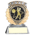 Pew~gold 5 Star Holder With Vinyl Cricket Batsman Insert & Plate