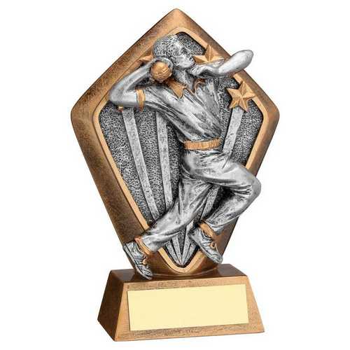 Bronze & gold Diamond Holder With Cricket Bowler Disc With Plate