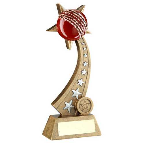Brz~pew~red Cricket Ball On Star Trail With Plate (1in Centre)