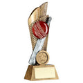 Brz~pew~gold Cricket Ball And Bat On Mesh Backdrop With Plate (1in Cen)
