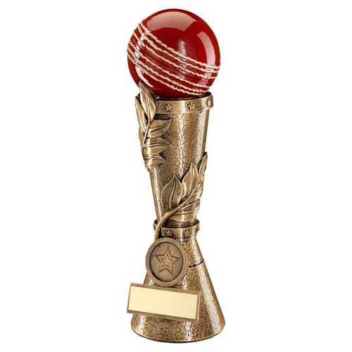Brz~gold~red Cricket Ball Leaf Column With Plate (1in Centre)