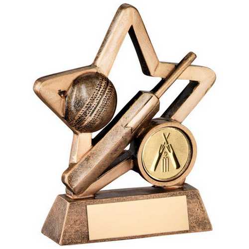Bronze & gold Resin Cricket Mini Star With Plate (1in Centre)