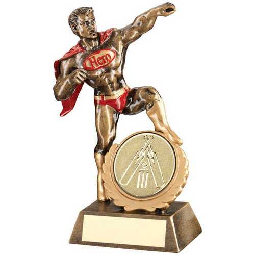 Brz~gold~red Resin Generic Hero Award With Cricket Insert And Plate
