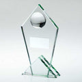 Jade Glass Pointed Plaque With Half Cricket Ball And Plate
