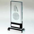 Clear~black Glass With Lasered Cricket Image And Plate (15mm Thick)