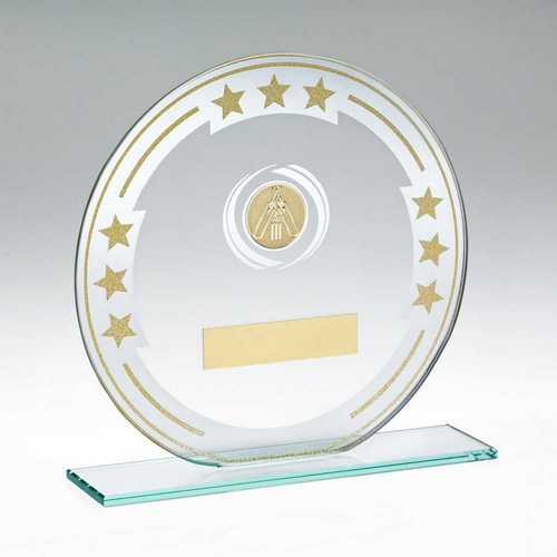 Jade & silver & gold Round Glass With Cricket Insert And Plate