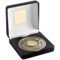 Black Velvet Box And Ant Gold 70mm Umpire Medallion With Cricket Insert