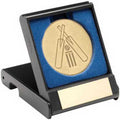 Black Plastic Box With Cricket Insert Trophy Gold