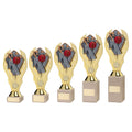 Gold Plastic Holder + Cricket Disc On Cream Marble Trophy (1in Cen)