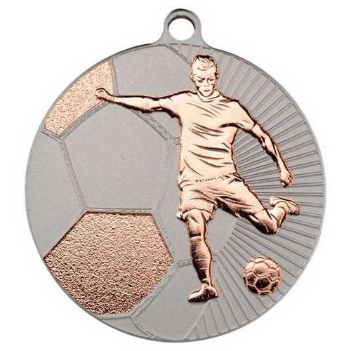 Large Football Two Colour Medal Matt Silver~bronze