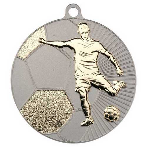 Large Football Two Colour Medal Matt Silver & gold