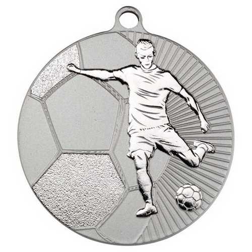 Large Football Two Colour Medal Matt Silver & silver