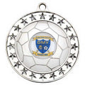 Football Medal Large (1in Centre) Silv