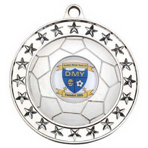 Football Medal Large (1in Centre) Silv
