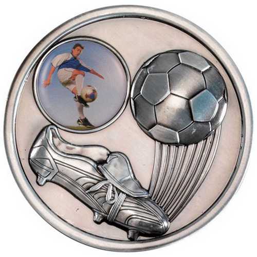 Football And Boot Medallion (1in Centre) Antique Silver