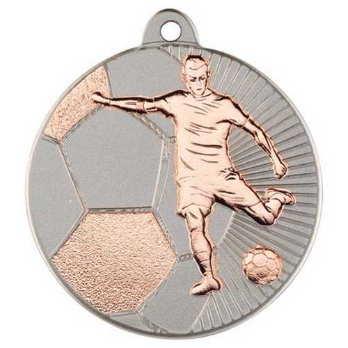 Football Two Colour Medal Matt Silver & bronze